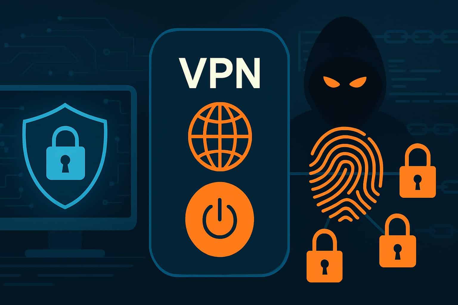 Smartphone showing top free VPN app icons and warning sign, study links them to third-party tracking