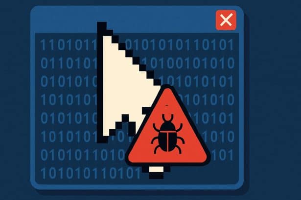 Critical cursor bug vulnerability warning on PC screen, systems at risk and security patch fixes