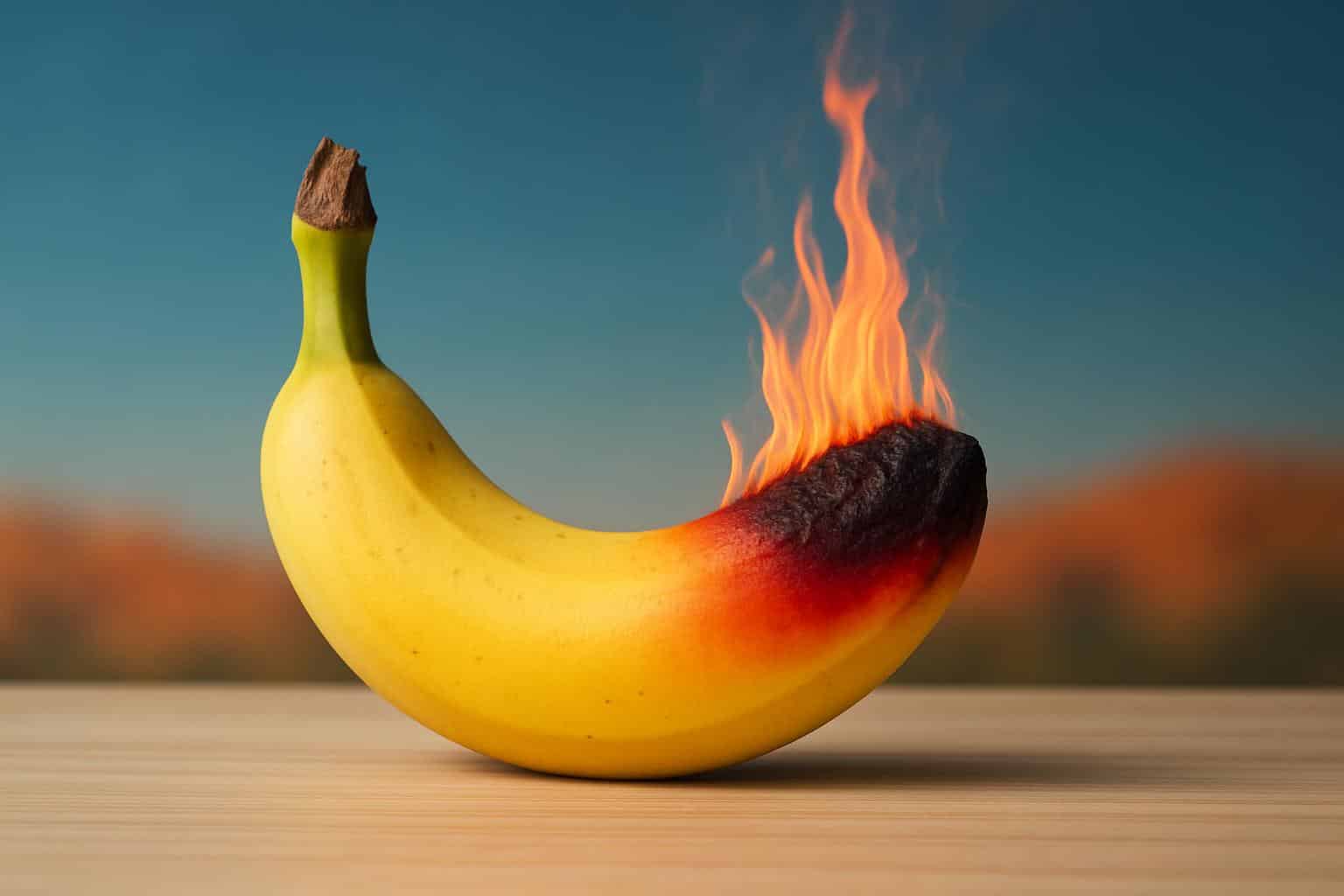 Singed banana representing Gemini Nano’s fiery quirks and unexpected charm