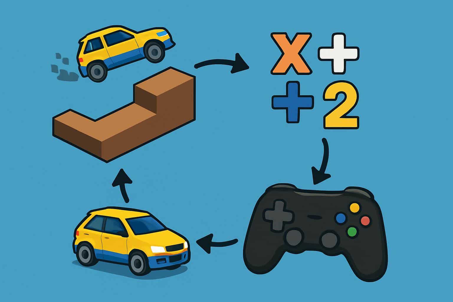 Drift Boss Math Playground diagram of car drift path, arrows, angles, and track turns