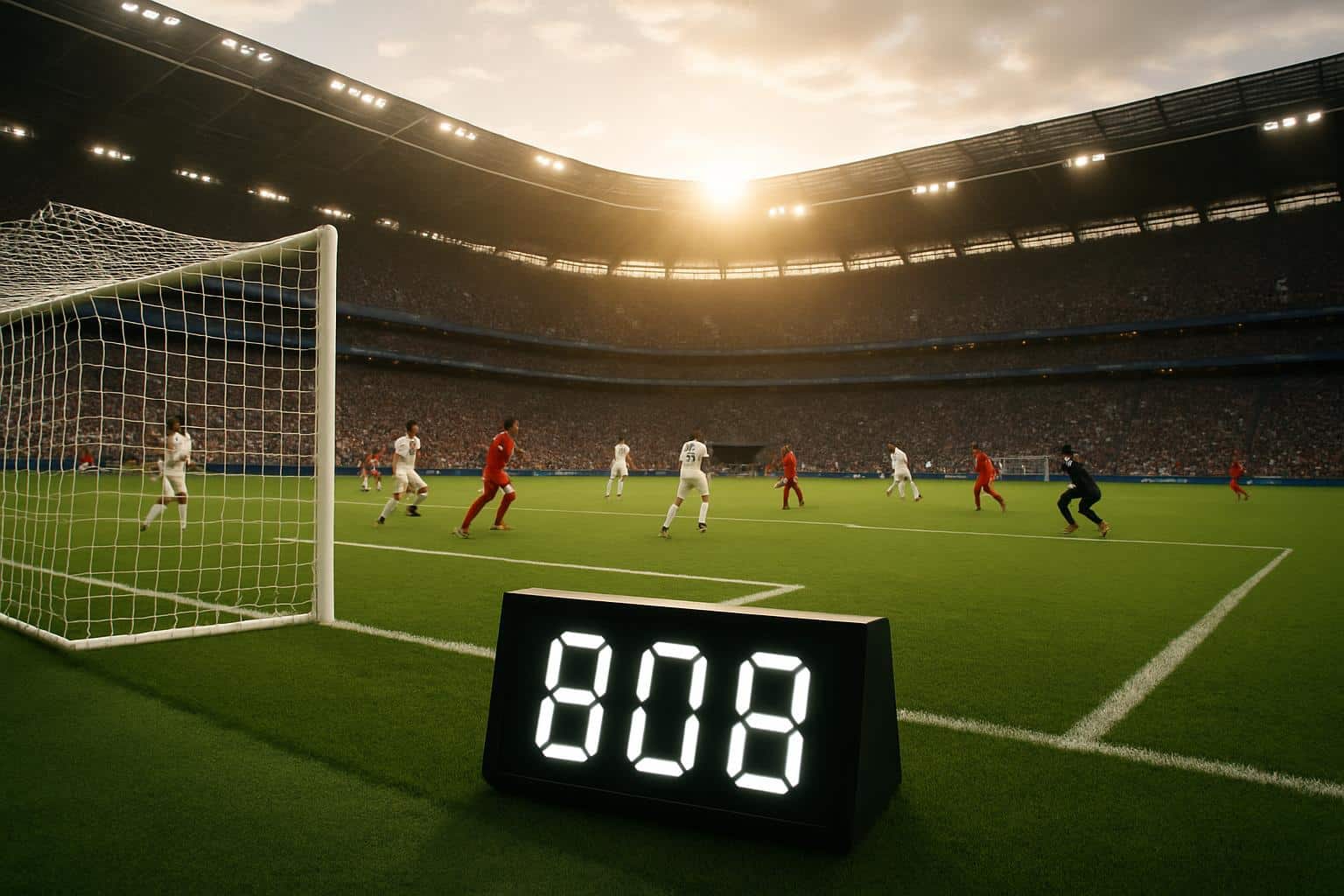 Score808 live sports streaming: stadium with screens of football, basketball, soccer