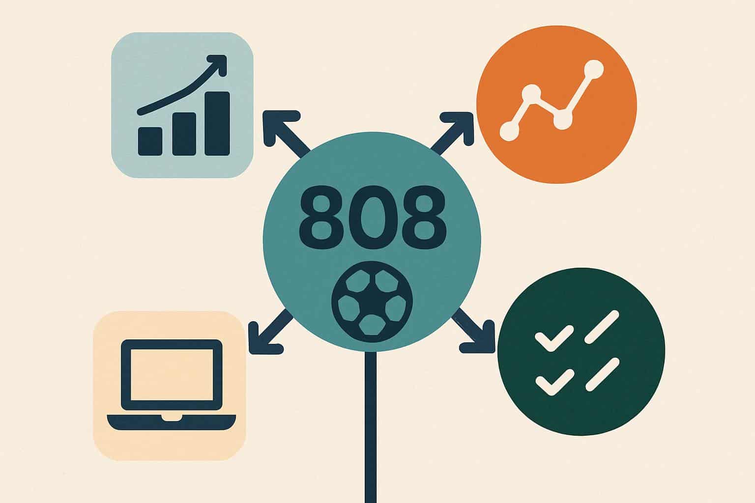 Score808 sports streaming process diagram with servers, CDN, arrows, and devices.