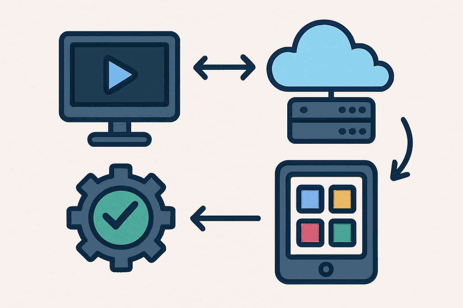 Gimkit host workflow diagram linking host dashboard to player devices for live quiz settings