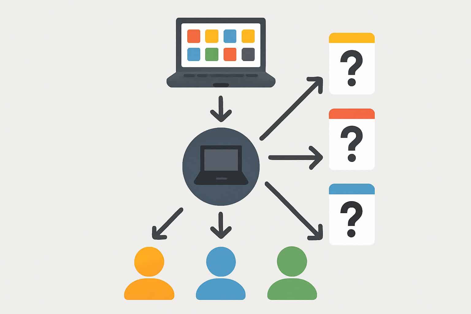 Blooket host flowchart of game setup, lobby join, quiz rounds, and score leaderboard