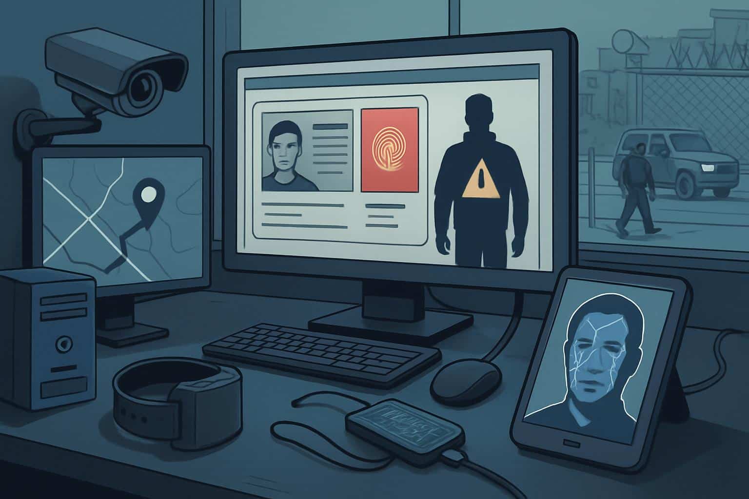 ICE AI surveillance dashboards analyzing data to track high-risk immigrants
