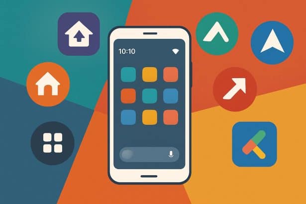 Nova Launcher logo with icons of 7 Android launcher alternatives