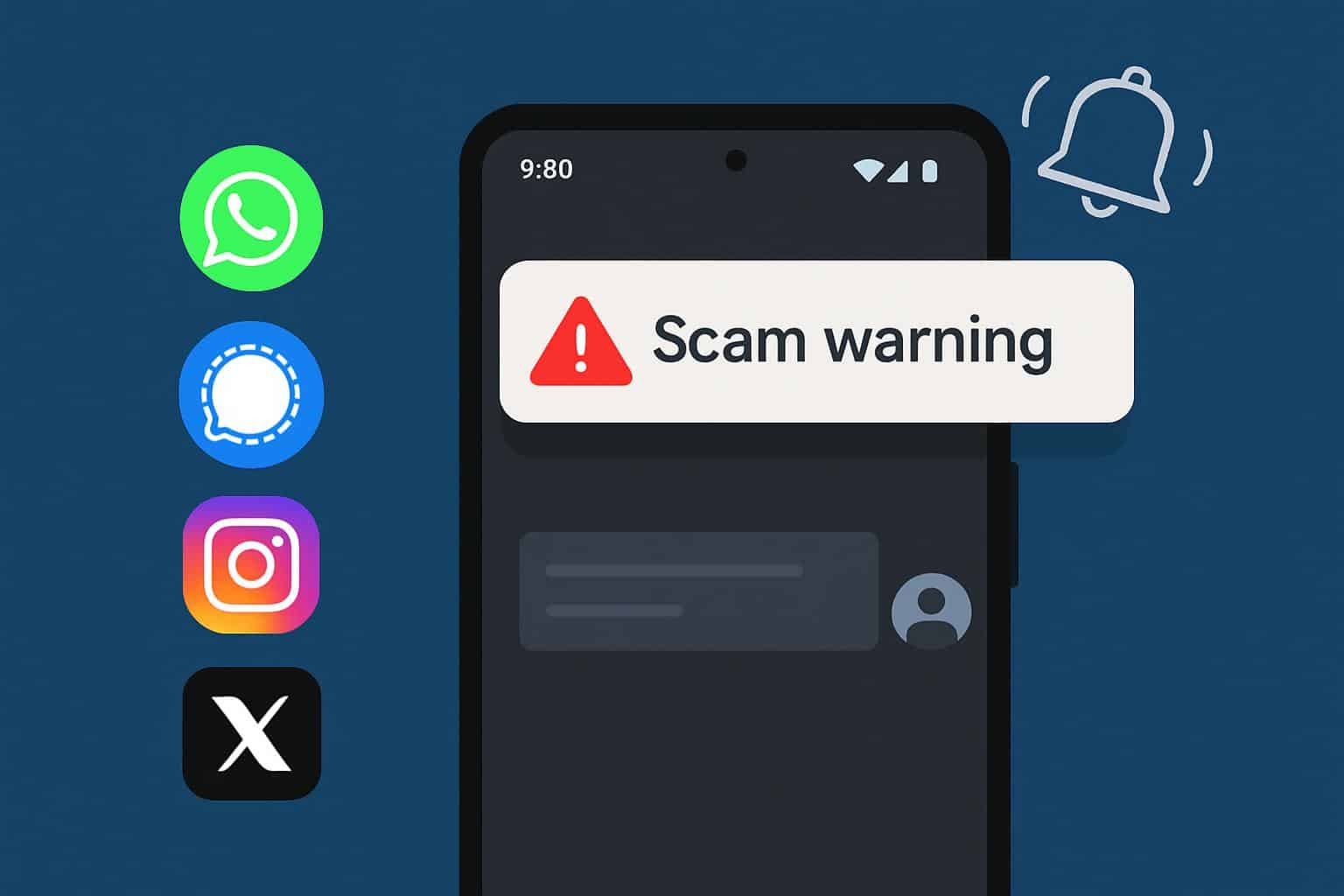 Google Pixel displaying scam alert in a chat app conversation