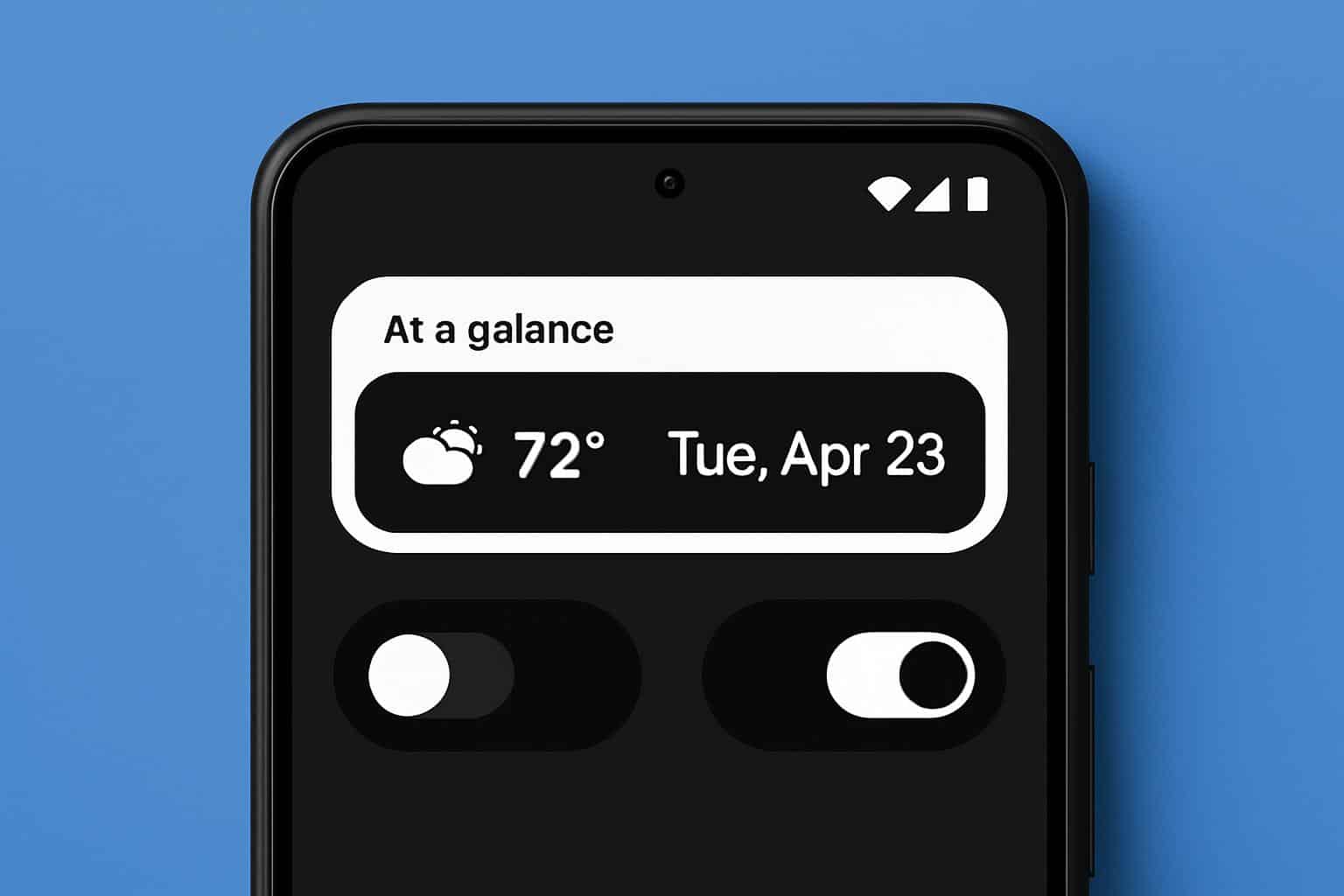 Google Pixel At a Glance widget with new high-contrast toggles on home screen