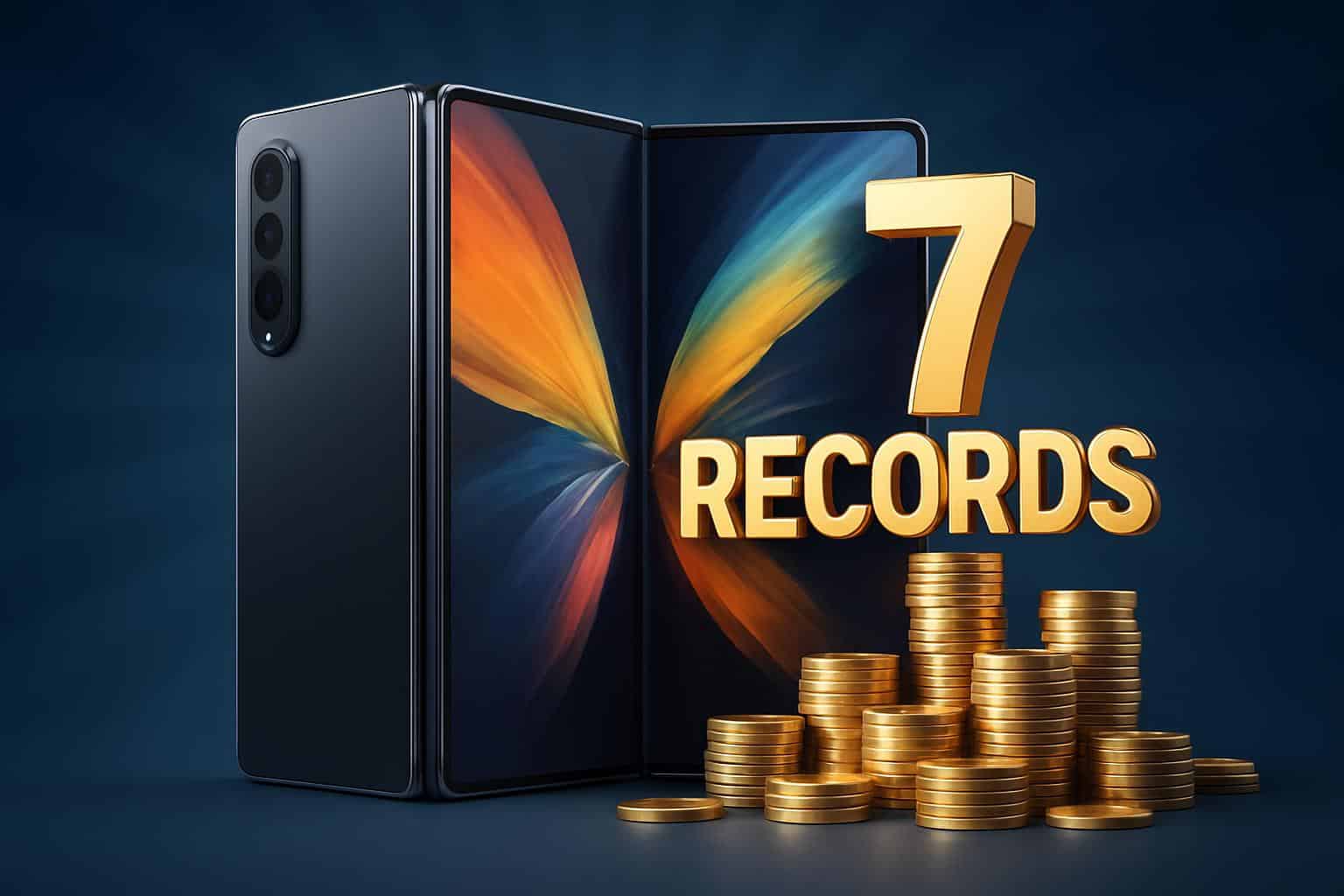 Samsung Galaxy Z Fold 7 with soaring chart, spotlighting record-breaking sales