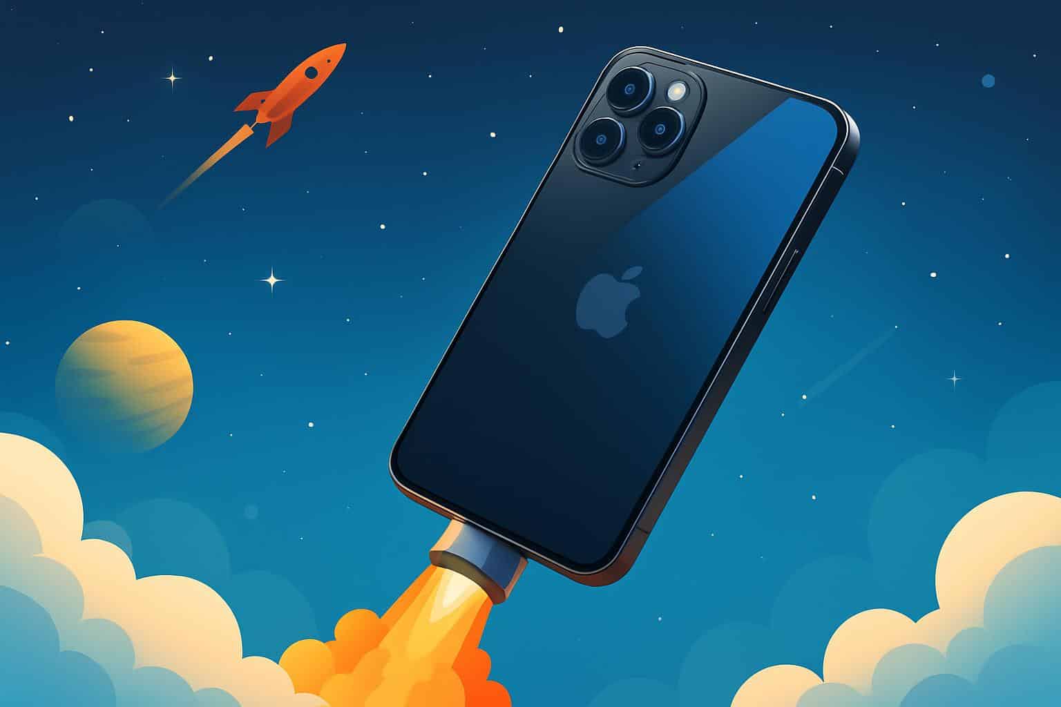 Upward sales chart next to iPhone 17 shows surging orders