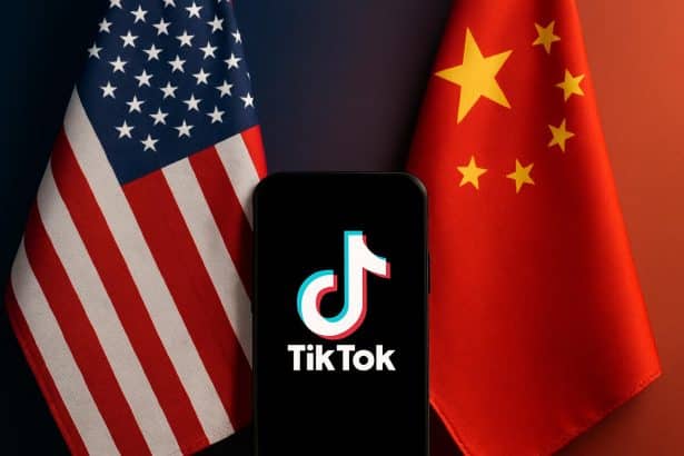 US-China TikTok framework deal shown with app logo and US and China flags
