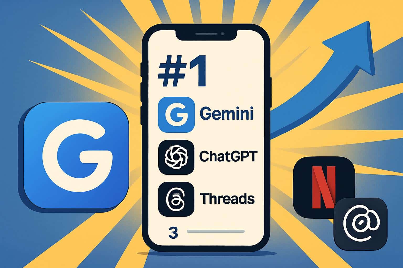 Gemini app icon on iPhone screen as No.1 free on the App Store