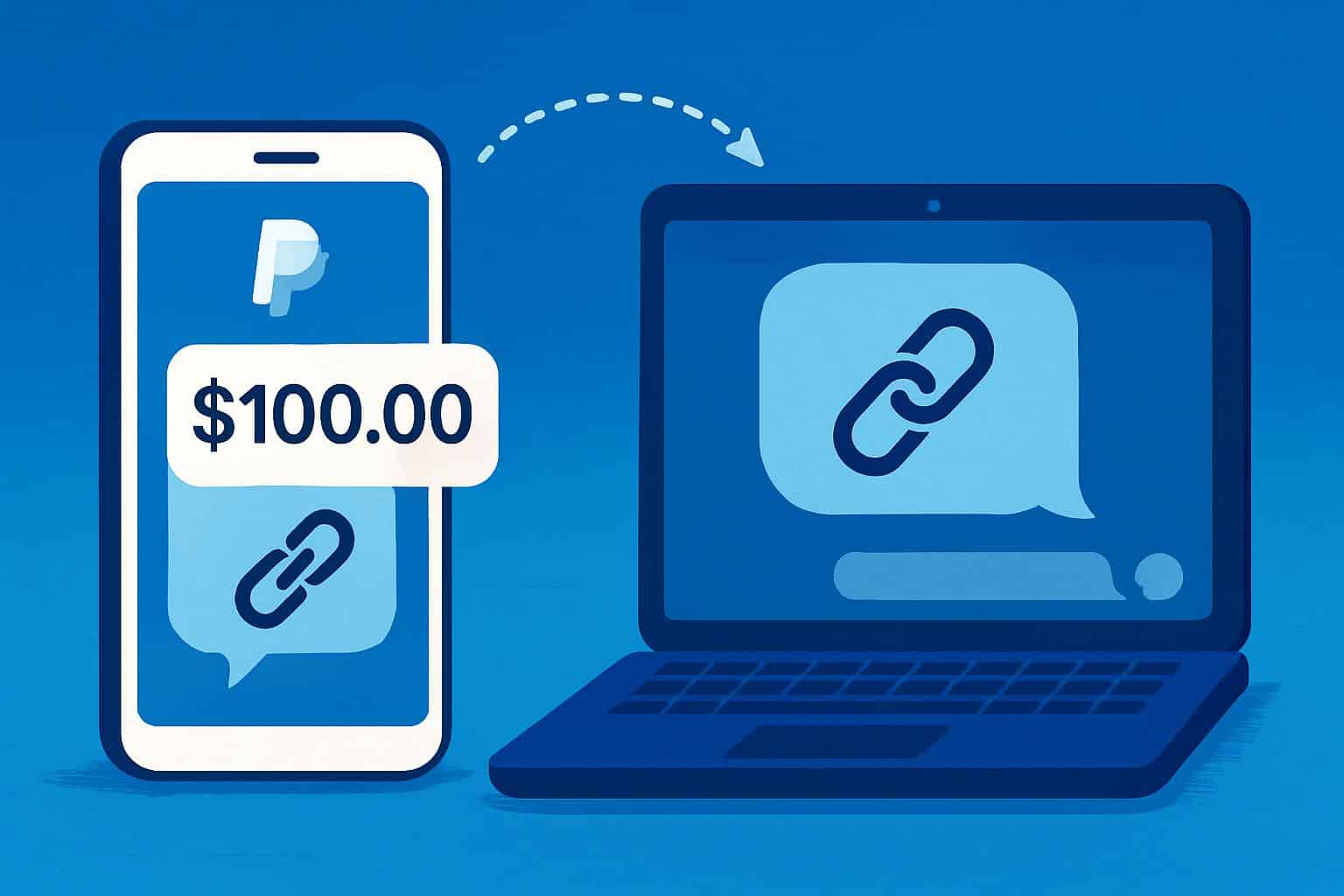 Smartphone with PayPal app displaying one-time payment link to text