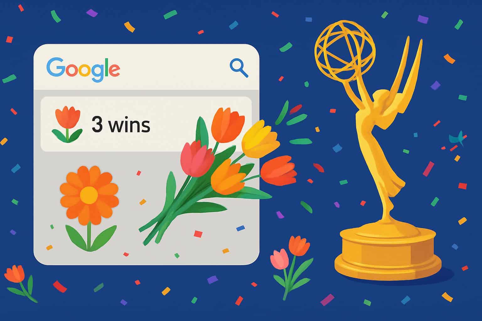 Emmys Google Easter egg honors winners with confetti and Emmy statuette icons
