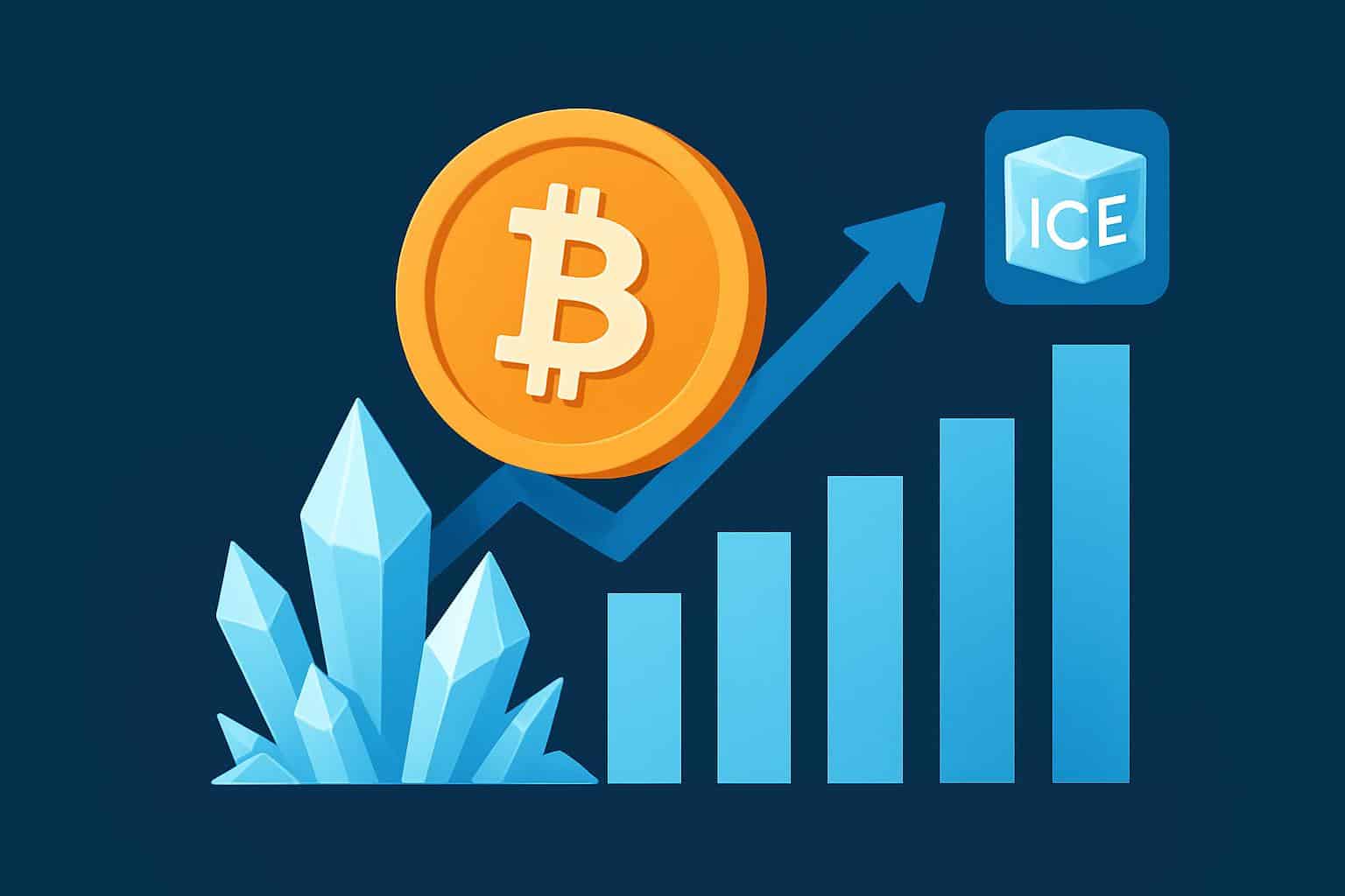 crypto30x.com ICE process flowchart with blockchain nodes, arrows, and data pathways