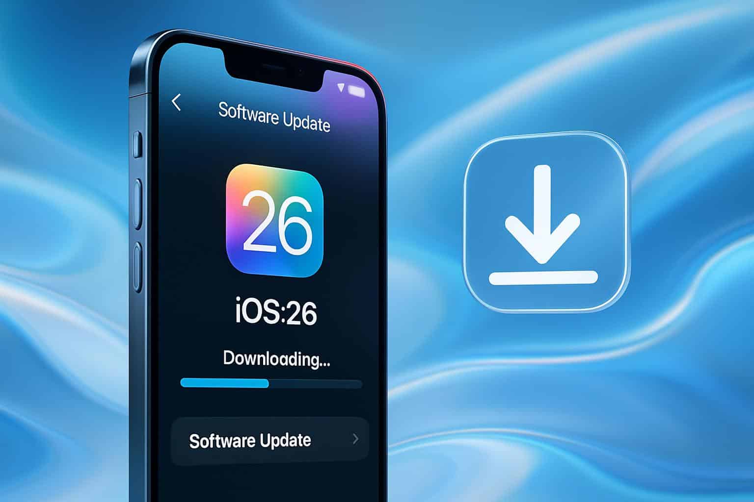 iOS 26 Software Update on iPhone, ready to download and install