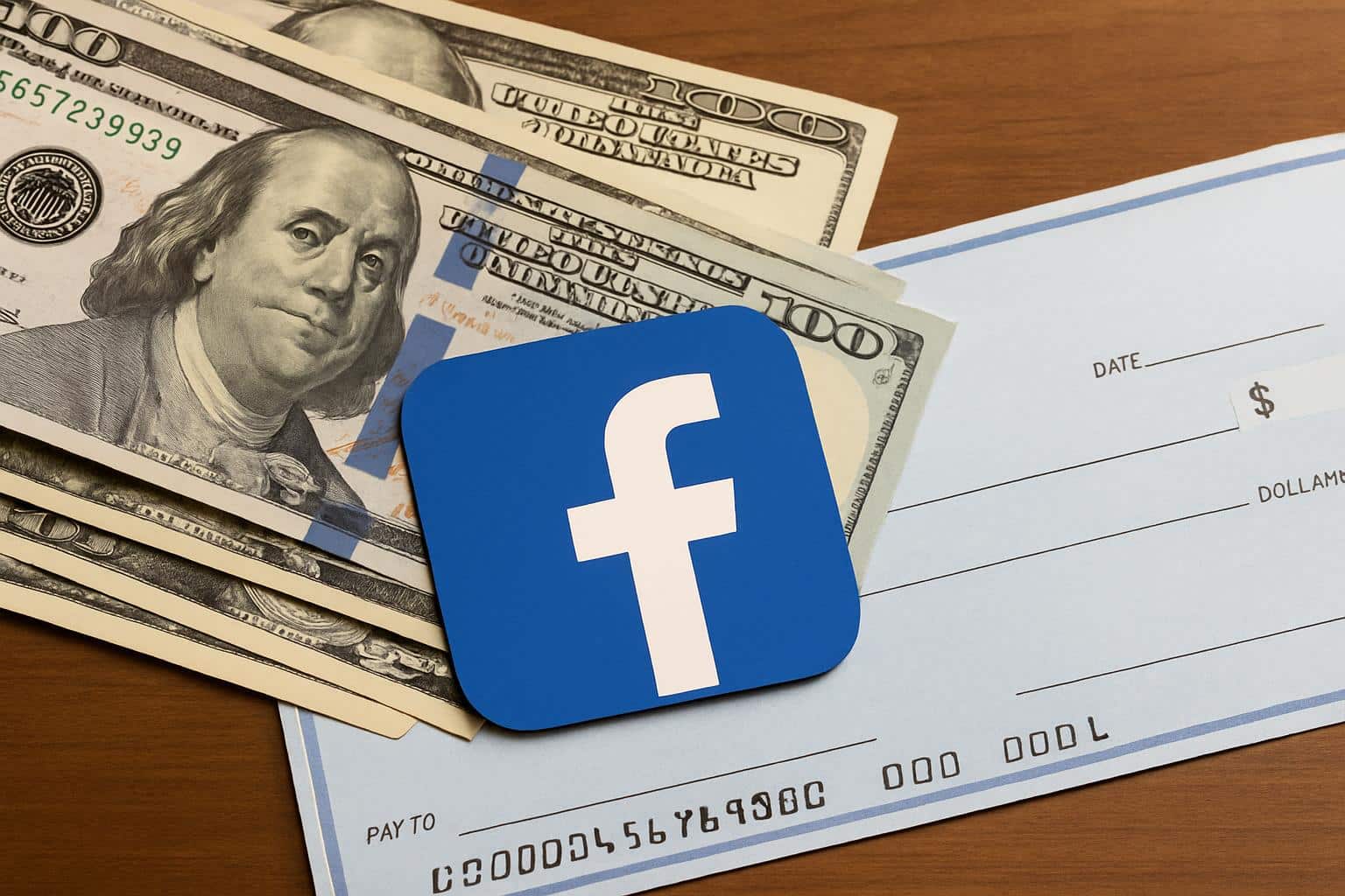 Facebook settlement payouts arriving, Facebook logo with payment notification