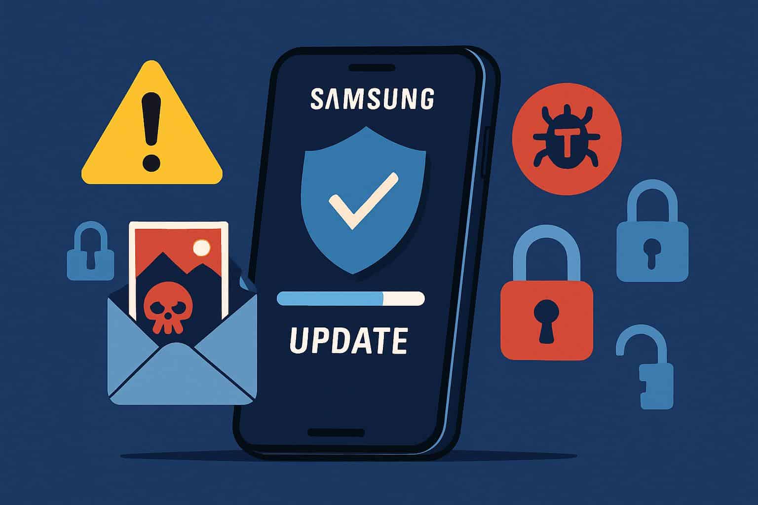 Urgent security update warning for Samsung Galaxy devices, patch notification highlighted