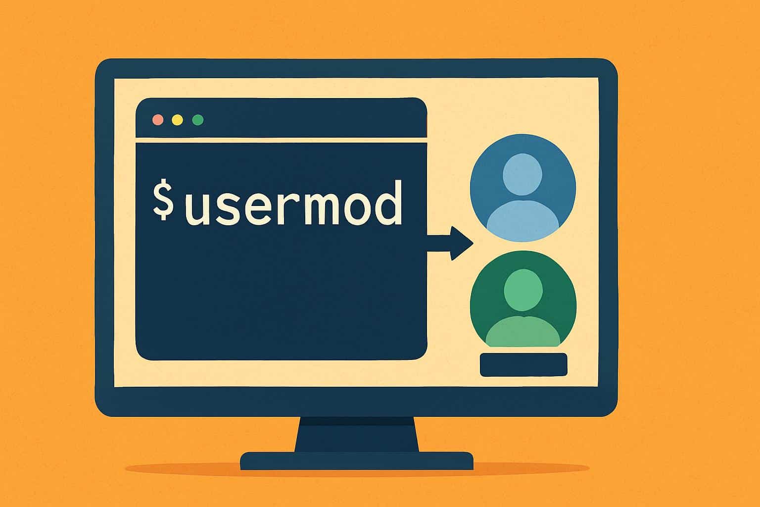 Linux terminal with usermod command for managing user accounts