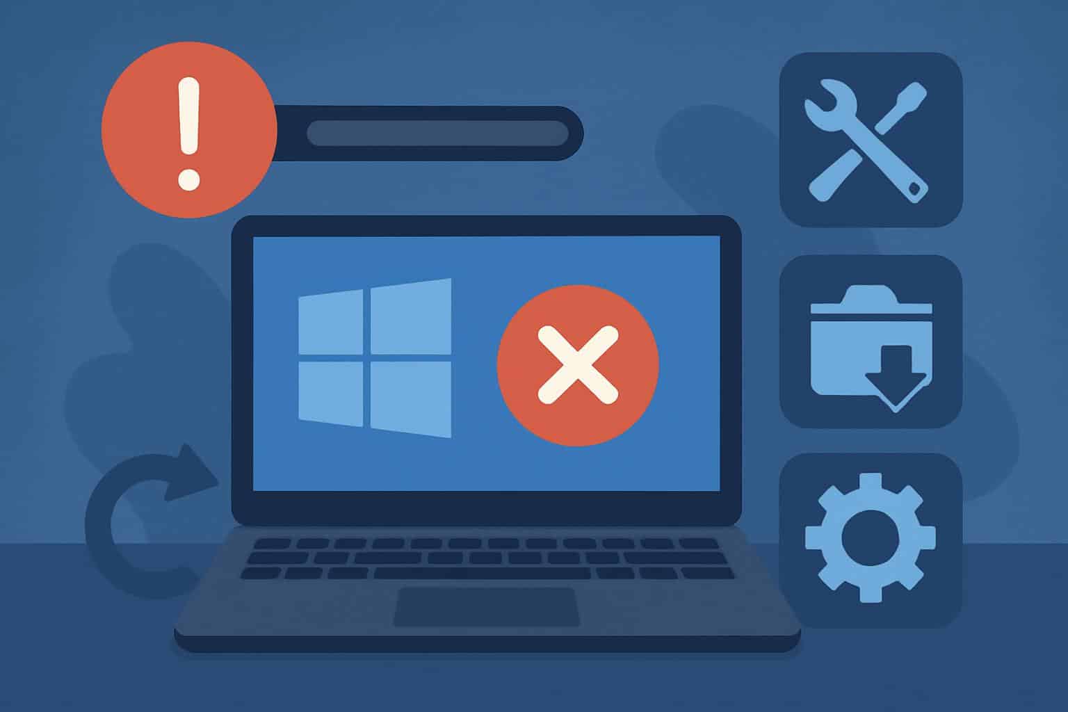 Windows 11 upgrade failure on laptop, showing repair tools and troubleshooting steps
