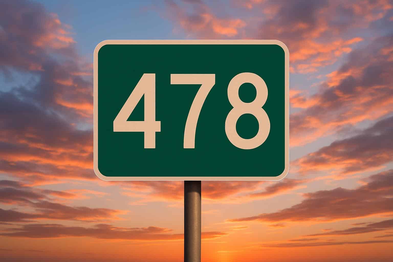 Central Georgia map highlighting the 478 area code region around Macon and Warner Robins