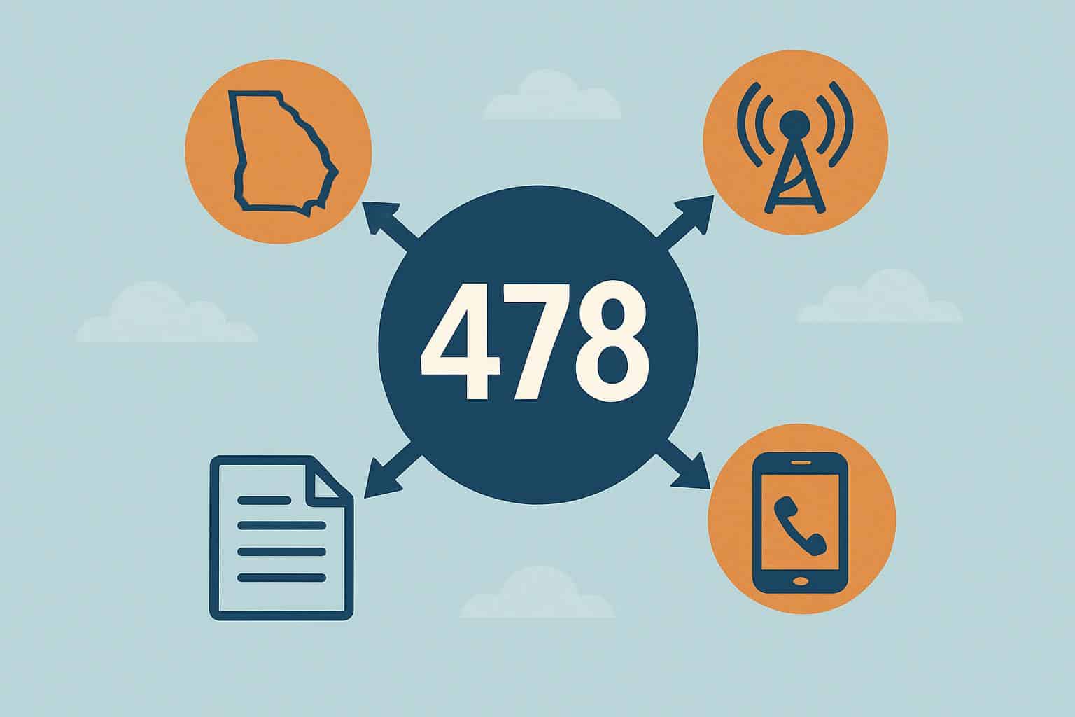 Flowchart of 478 area code routing across central Georgia: Macon, Warner Robins, Dublin