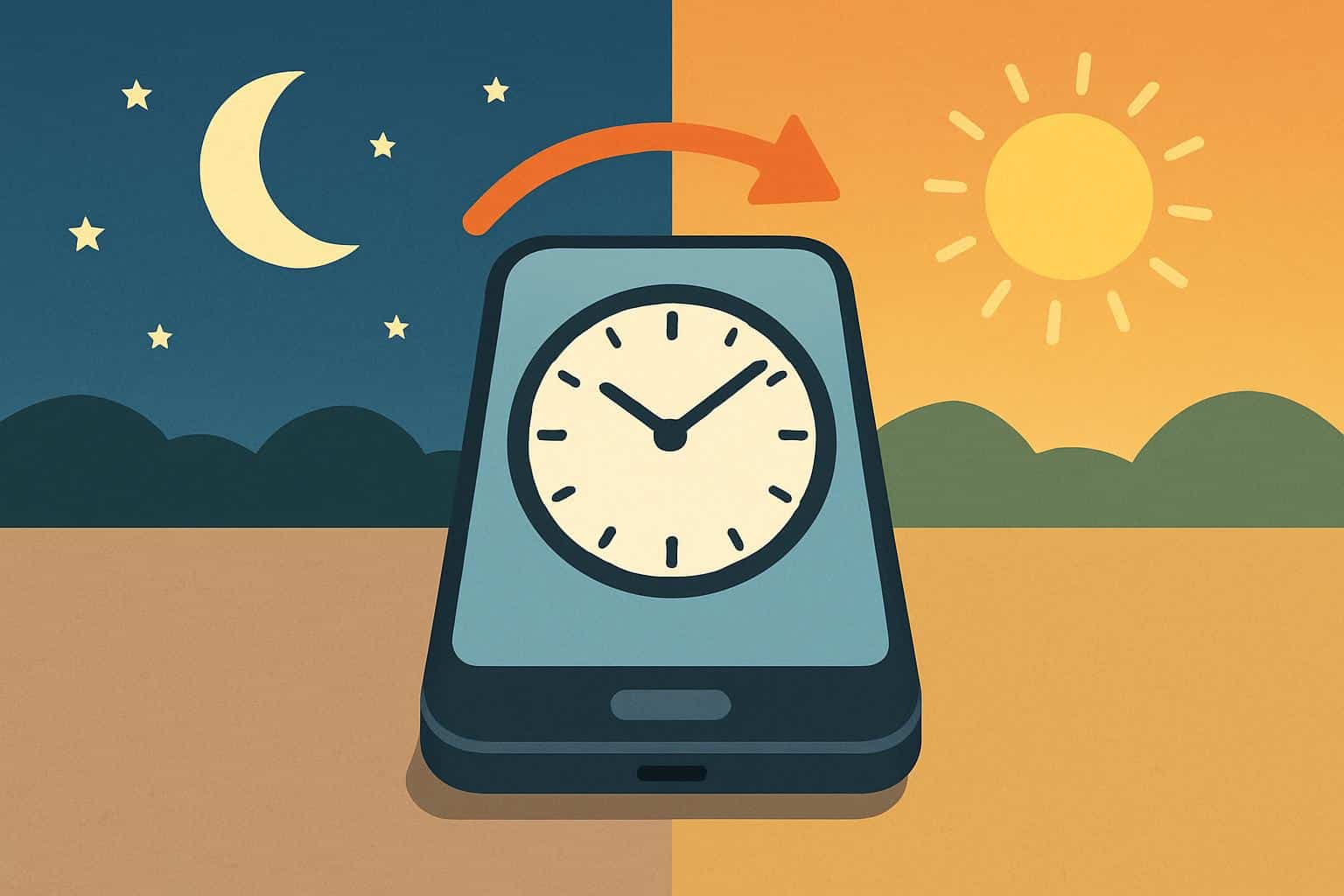 Texas 936 area code map with phones and clock showing Central Time and Daylight Saving Time