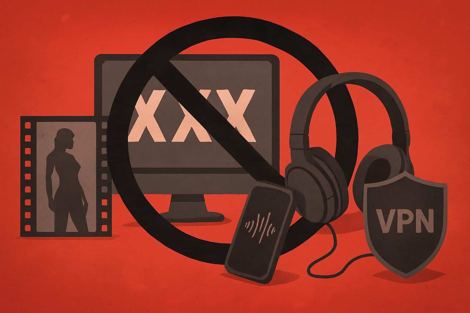 Michigan Capitol with symbols banning porn, erotic ASMR and VPNs