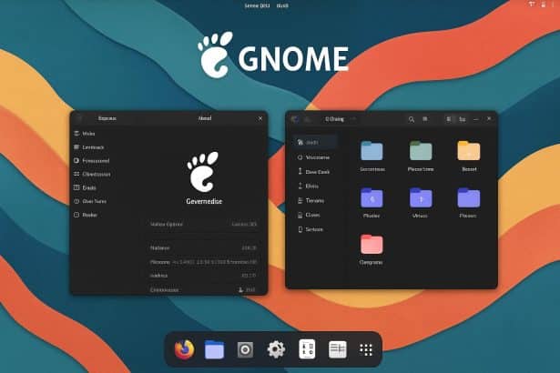 GNOME 49 Linux desktop with updated Activities overview, app grid, and polished UI