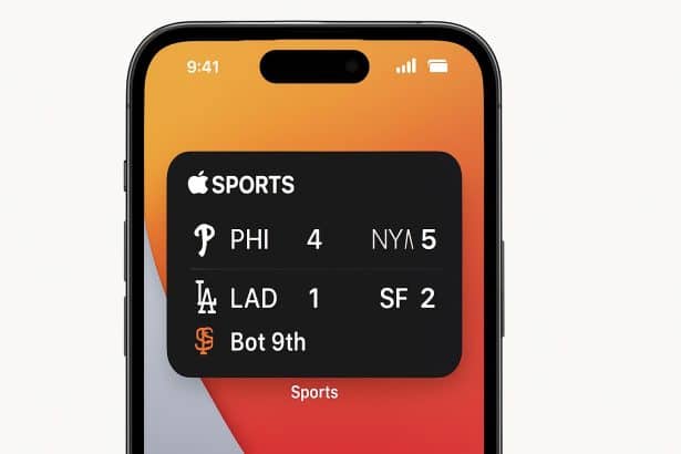 Apple Sports iPhone widgets showing real-time scores on the home screen