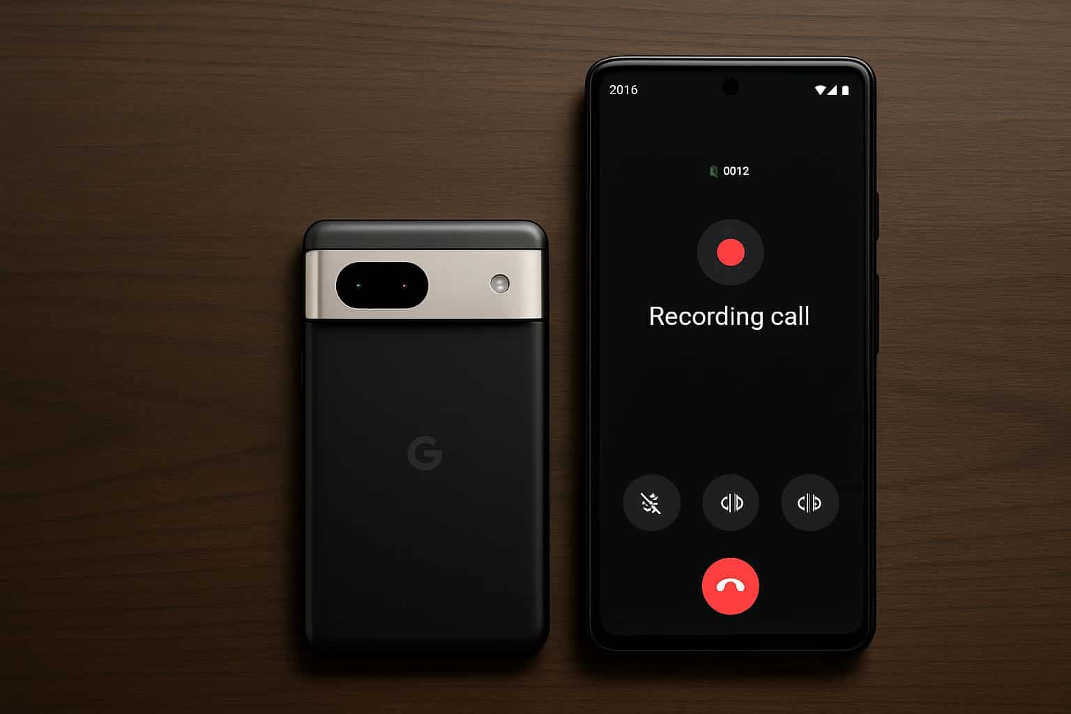 Google Pixel screen with call recording feature turned on in the Phone app
