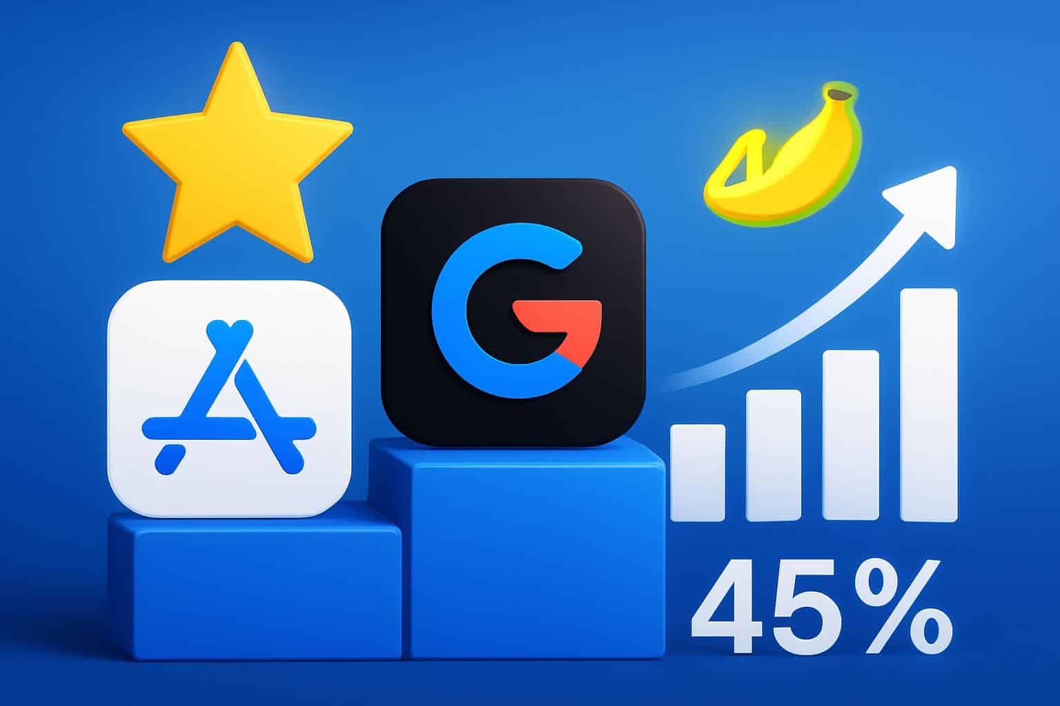 Gemini No. 1 on App Store; Nano Banana up 45% with rising crypto chart