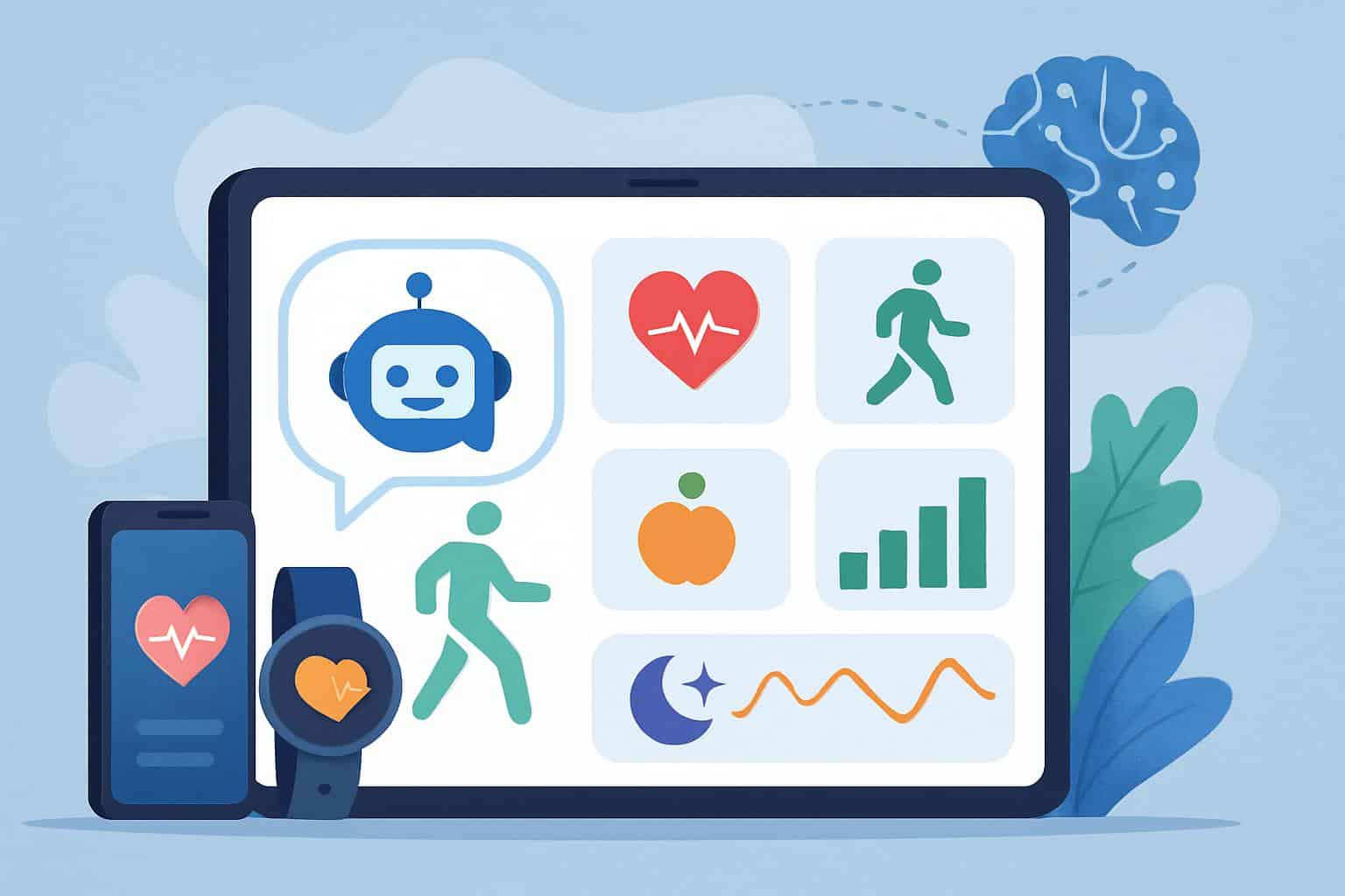 Samsung Health AI health coach concept with fitness tracking metrics