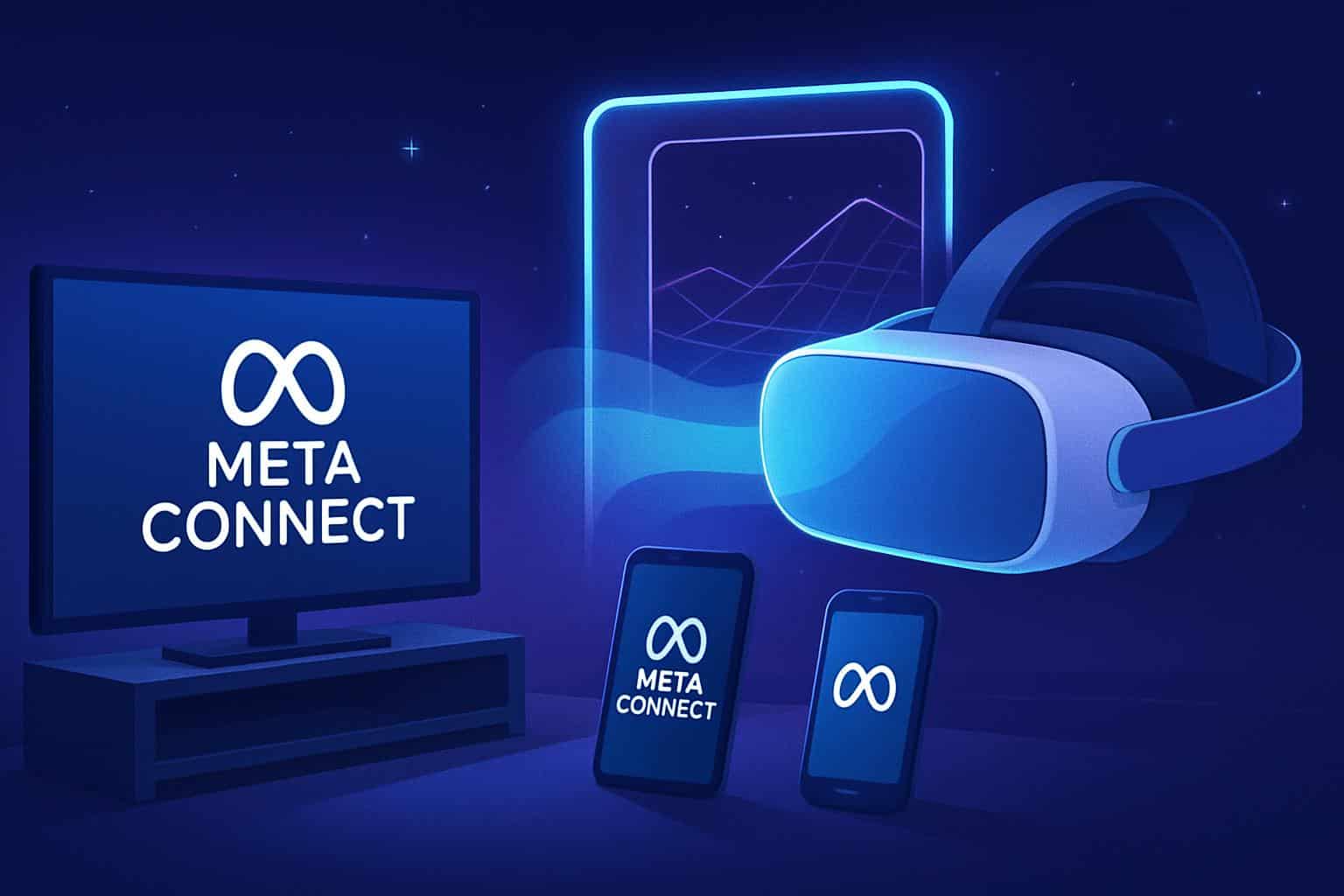 Meta Connect livestream with Meta logo and play icon for where to watch online