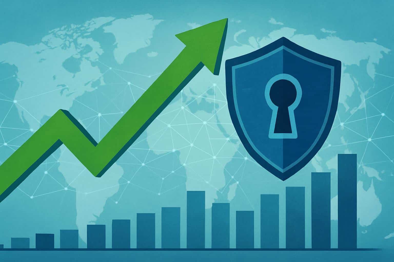 VPN use set to skyrocket, with security shield and upward growth chart