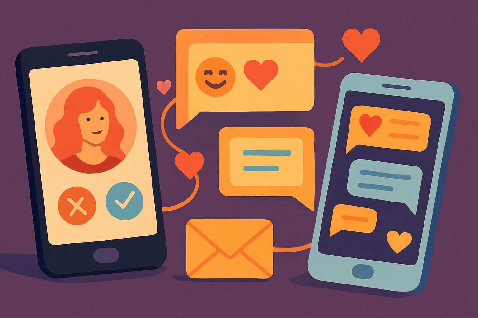 How to flirt online over text with smartphone chat bubbles, hearts and wink emojis