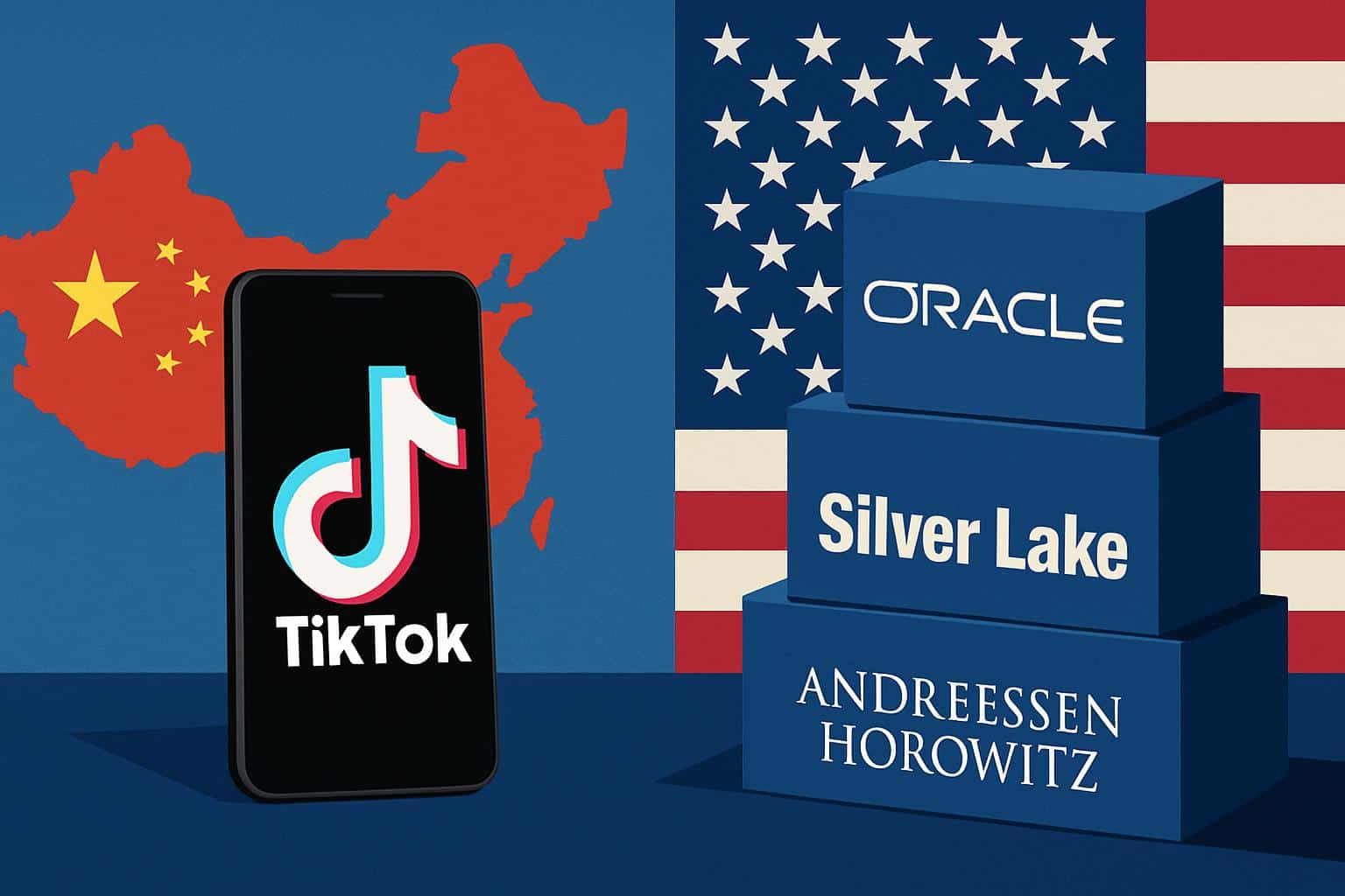 TikTok logo with U.S. flag, report names American buyers in acquisition