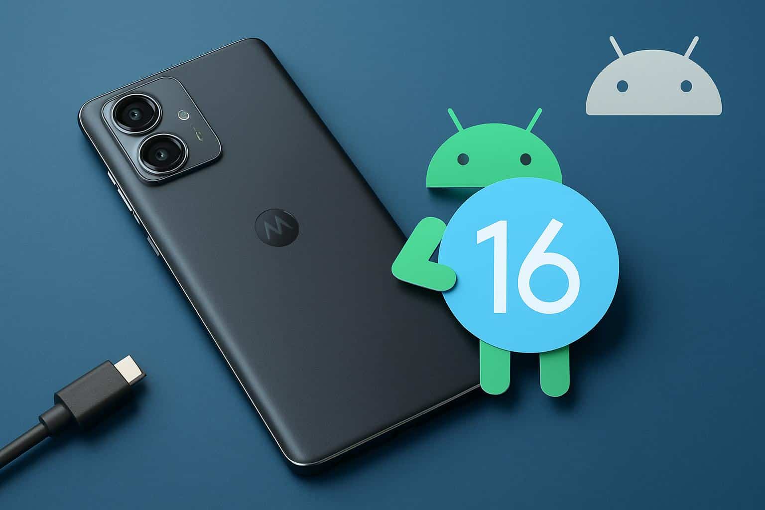 Motorola smartphone showing stable Android 16 update rollout