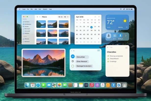 macOS 26 Tahoe desktop UI highlighting new features on Apple Mac