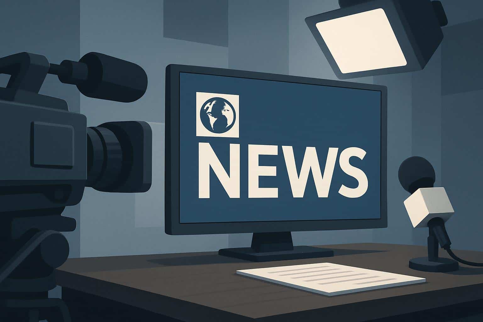Balanced scale with TV screen and globe symbolizing best unbiased news channel