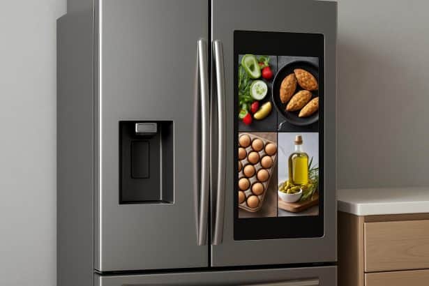 Samsung smart fridge shows ads on Family Hub touchscreen in the kitchen