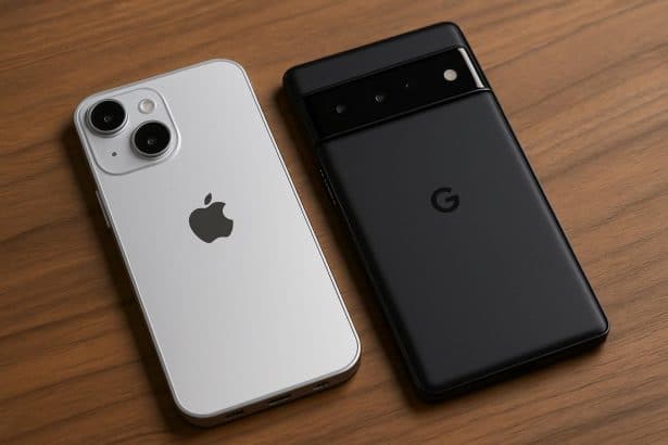iPhone Air next to Android phone, highlighting similar design