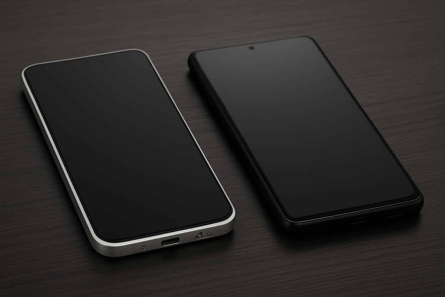 Apple iPhone Air concept next to Android phone, showing similar design features