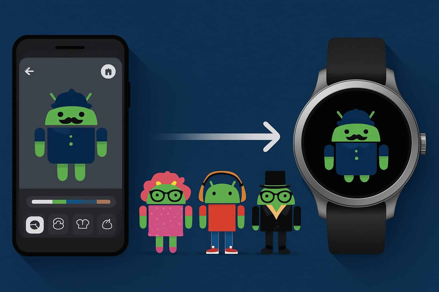 Wear OS watch faces featuring custom Androidify bots