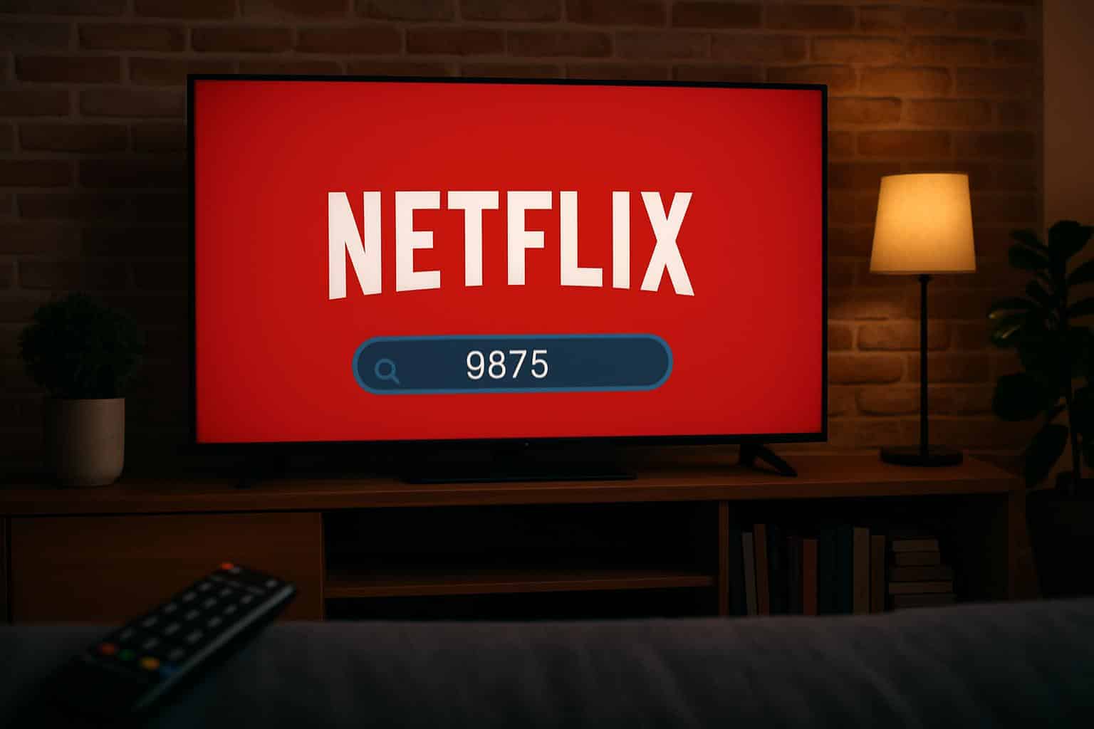 TV screen showing Netflix secret codes concept with hidden genre tiles and a remote control