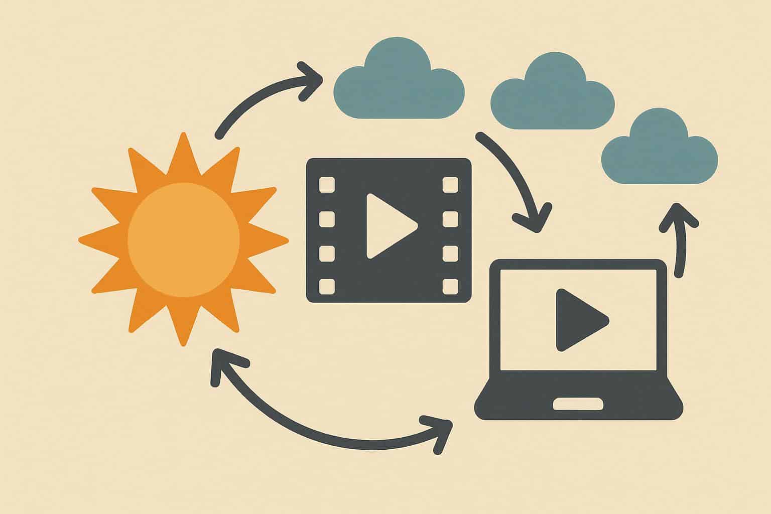 Conceptual diagram of SolarMovie alternatives with icons and arrows between streaming sites
