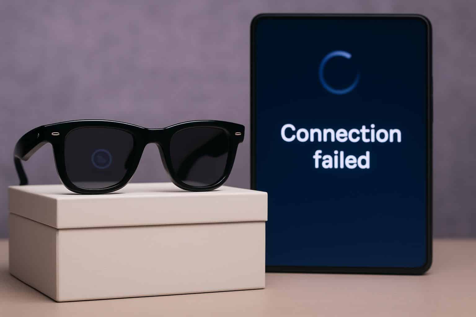 Meta Ray-Ban Display glasses fail live demo, showing error screen and glitch effects