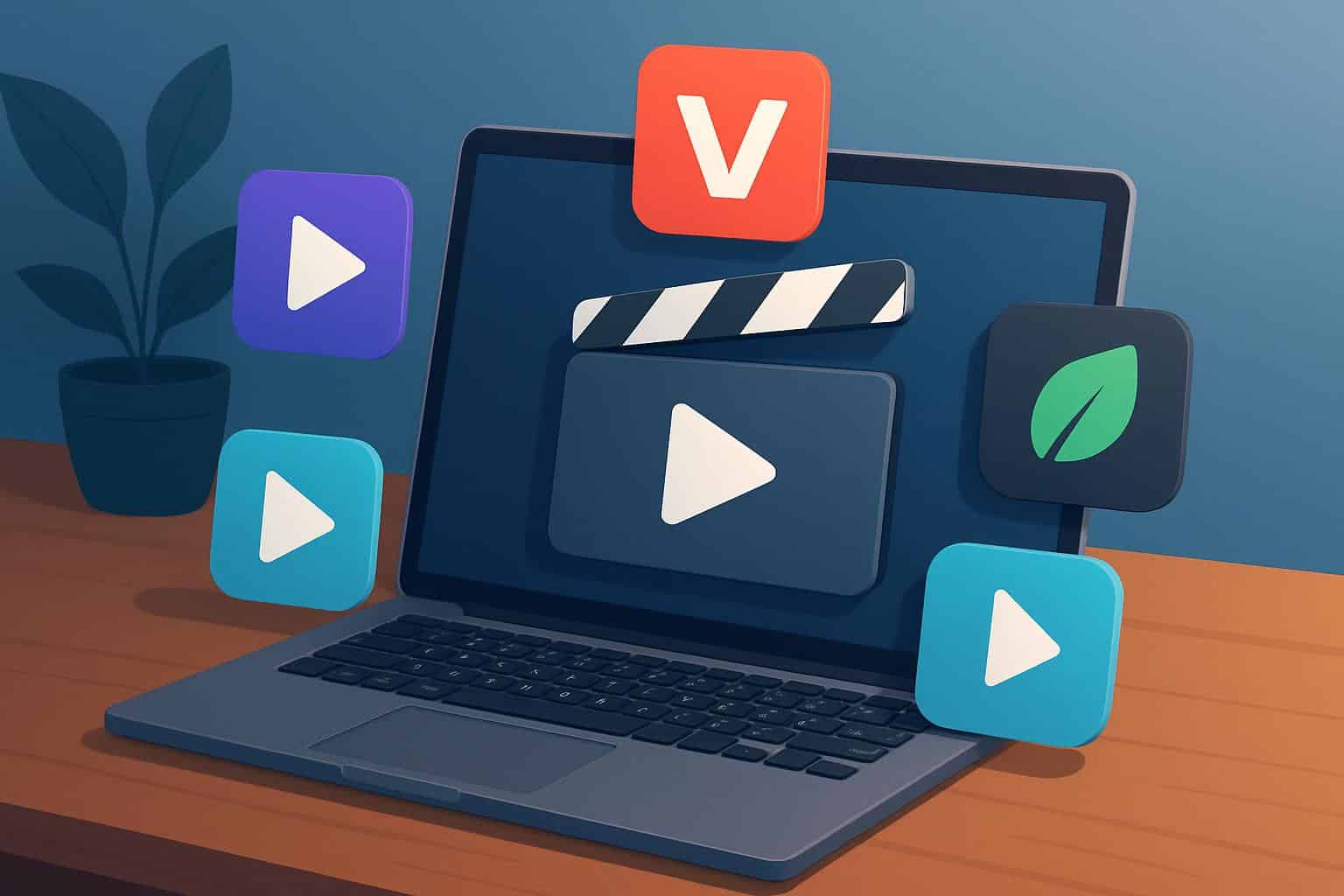 Hurawatch alternatives in isometric view: play button hub with branching streaming icons
