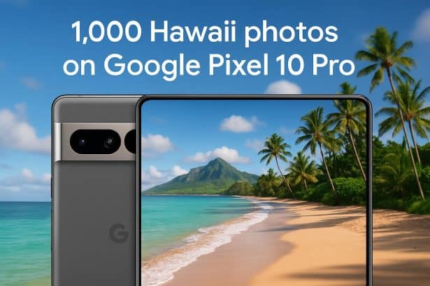 Google Pixel 10 Pro displaying a gallery of 1,000 Hawaii photos