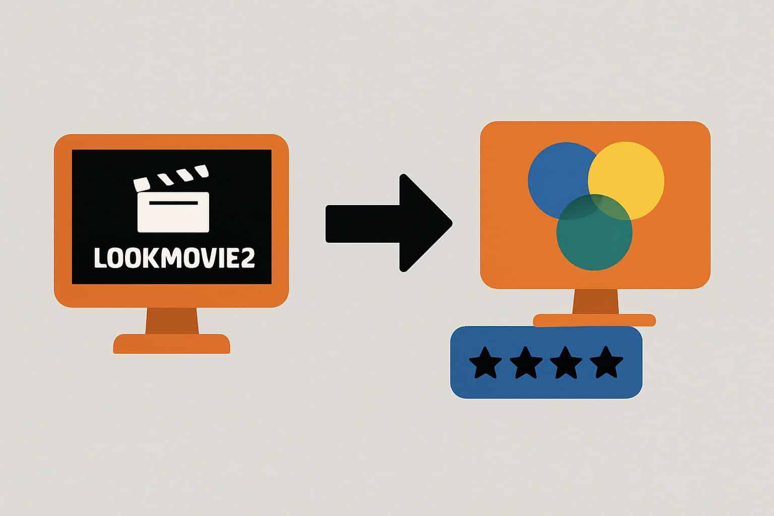 Flowchart of LookMovie2 with arrows between streaming platforms
